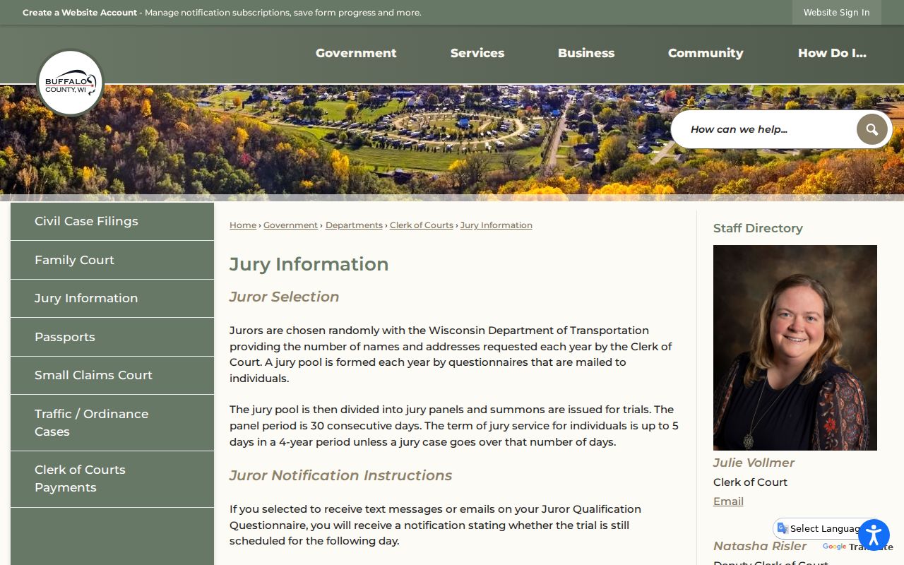 Buffalo County arrest lookup Sheriff's Office page