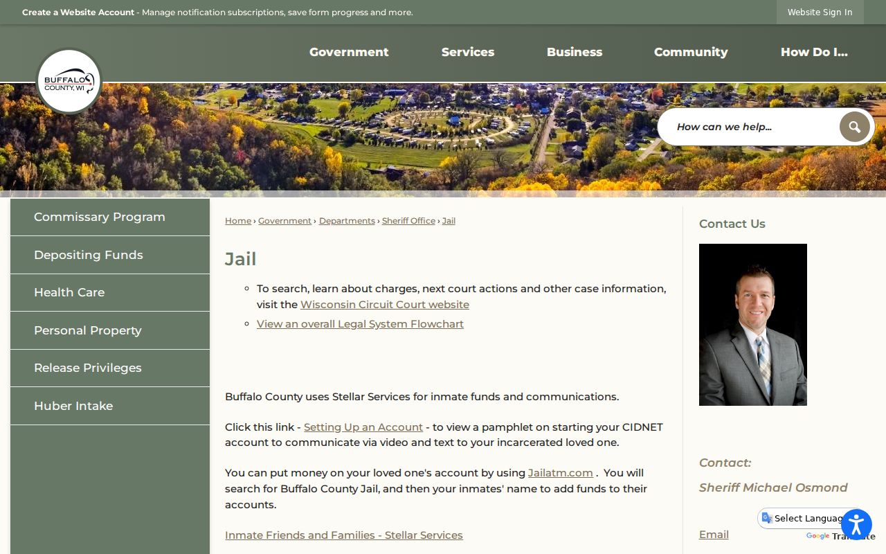 Buffalo County arrest lookup jail information page