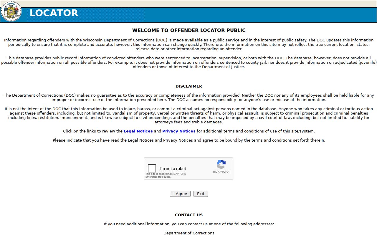 Buffalo County arrest lookup Wisconsin DOC locator