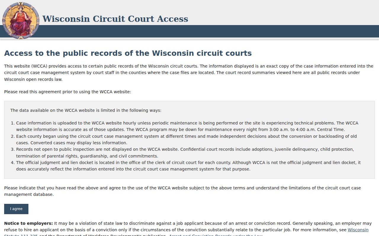 Buffalo County criminal court cases WCCA search interface