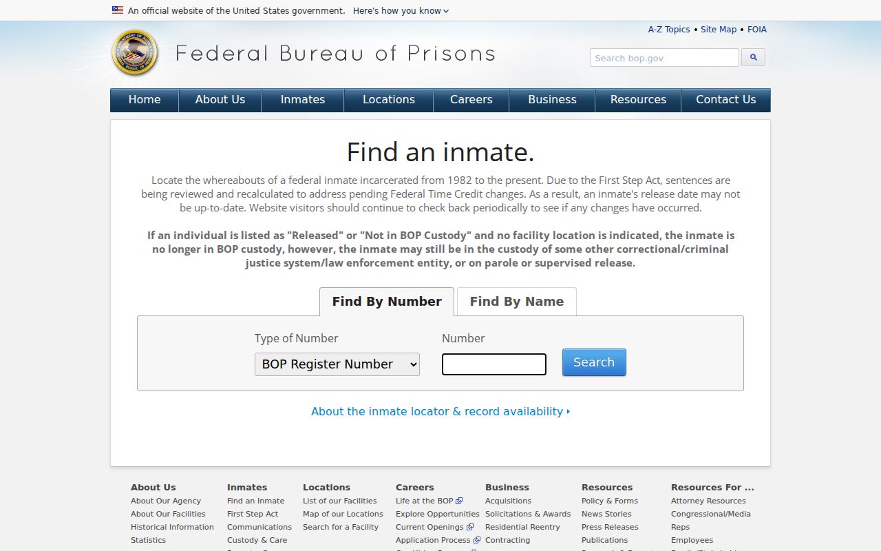 Buffalo County criminal history federal inmate locator