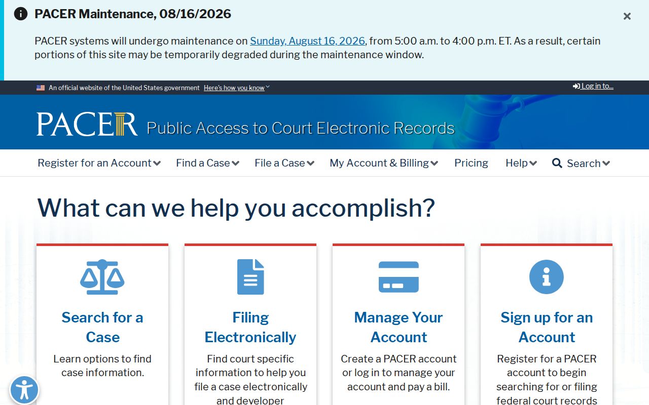 Buffalo County criminal history federal PACER records