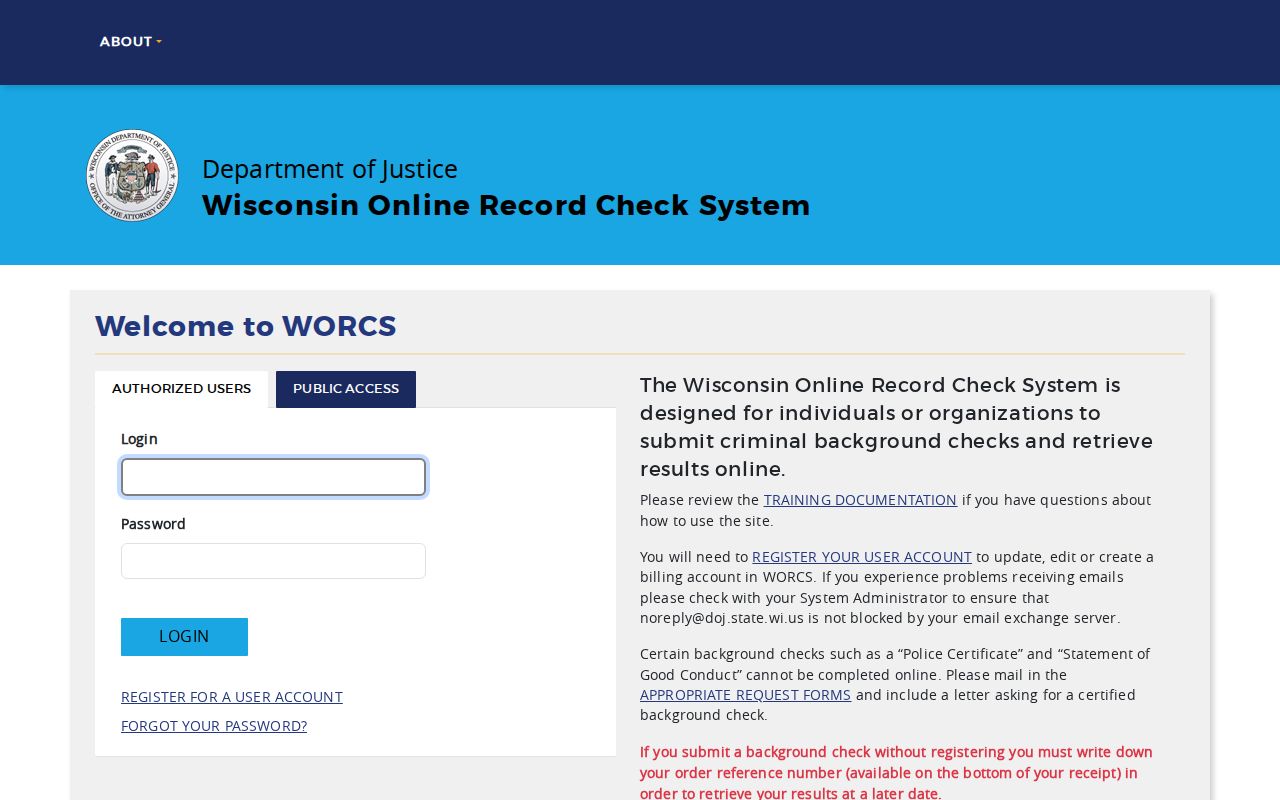 Buffalo County criminal history WORCS search portal
